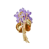 Amethyst Brosche in 750er Gelbgold mit Brillanten