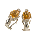Weißgoldohrclips aus 750er Weißgold mit Citrin Steinen