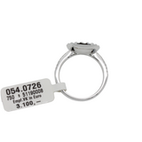 004_03_ 750er Weißgoldring mit einem blütenförmigen Ringkopf besetzt mit Brillanten, Rubinen und pinken Saphiren