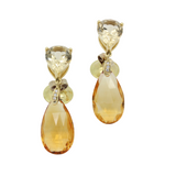 Ohrhänger mit Palmeira Citrin, gold Citrin und Brillanten in 750er Gelbgold