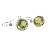 hrSchmuck 750er Weißgoldohrhänger mit Brillanten und grünlichem Citrin Stein