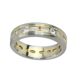 Memoryring mit Diamanten und Brillanten in 950er Platin und 750er Gelbgold gebürstet